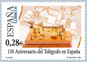 Sello 150 años del telégrafo en España